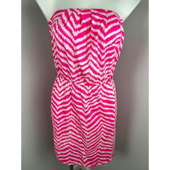 Lilly Pulitzer Pima Cotton Tropical Pink Zebron Windsor Strapless Dress XS - Picture 1 of 7
